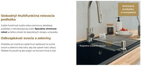 Sink Quality Sink55, kuchynský granitový drez 780x460x215 mm + zlatý sifón, čierna so zlatými bodmi, SKQ-SINK.L.1KDOL.XG