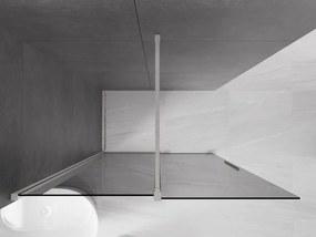 Mexen Velar, sprchová zástena s posuvnými dverami Walk-in 150 x 200 cm, 8mm šedé sklo, brúsená oceľ, 871-150-000-43-97