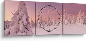 Obraz - Stromy pod snehovou prikrývkou (s hodinami) (90x30 cm)