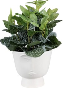 Biely keramický obal na kvetináč s polovicou tváre Facia - Ø 17*15 cm