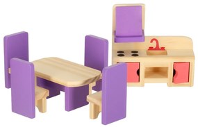 KIK Nábytok do domčeka pre bábiky drevený fialový