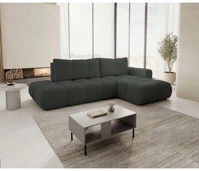 Rozkladacia rohová čalúnená sedacia súprava s úložným priestorom v tvare L ALMADA pravá antracit