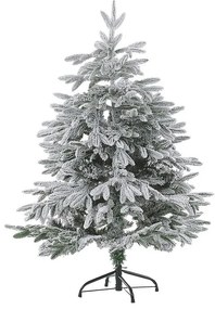 Zasnežený umelý vianočný stromček 120 cm biely BASSIE Beliani