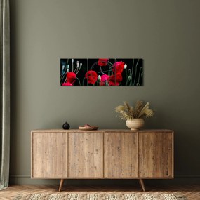 Obraz - Tanec vlčích makov (s hodinami) (90x30 cm)