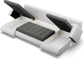 Sedacia súprava FORESTA ULL v tvare U tmavosivá / biela