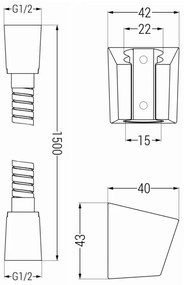 Mexen príslušenstvo - 1-bodový ručný sprchový set R-77, čierna, 785775053-70