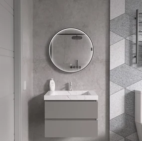 Erga Charlotte, okrúhle LED zrkadlo 60cm, čierny kovový rám, 1380 lm, 6500K, predné bočné osvetlenie, ERG-V01-204-6060-BK