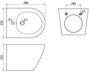 Mexen Lena, závesný bidet 480x370x325 mm, biela - zlatý vzor, 35224809