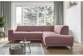 Ružová rozkladacia/s úložným priestorom rohová pohovka (pravý roh/do L) Classy Sophie – Miuform