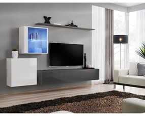 Obývacia stena Switch XV Sklo +LED Biely/grafit