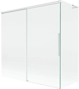 Mexen Rox, L posuvná 2-krídlová vaňová zástena 160 + 80 x 150 cm, 8mm číre sklo, biely profil, 8C9L-160-080-20-00