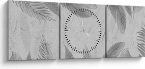 Obraz - Listy (s hodinami) (90x30 cm)