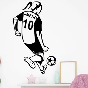 Veselá Stena Samolepka na stenu na stenu Futbalistka s menom Farba: černá