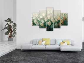 Obraz - Zlato-zelené listy (150x105 cm)