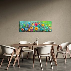 Obraz - Abstraktné kvety (s hodinami) (90x30 cm)