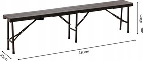 Skladacia cateringová lavica 180 cm - hnedá