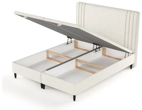 Béžová čalúnená dvojlôžková posteľ s úložným priestorom 180x200 cm Musca – Maison de Rêve