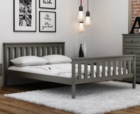 AMI nábytok Šedá drevená borovica posteľ Naxter 160x200