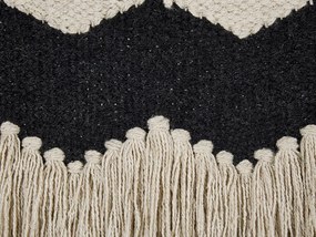 Bavlnený vankúš so strapcami 45 x 45 cm béžová/čierna HYDRANGEA Beliani