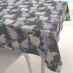 Biante Bavlnený štvorcový obrus Sandra SA-384 Kvety orgovánu na sivom 70x70 cm