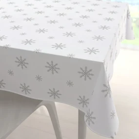 Biante Teflónový štvorcový obrus TF-112 Vianočné sivé vločky na bielom 70x70 cm