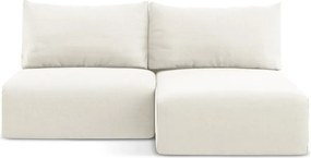 Krémovobiela zamatová rozkladacia/s úložným priestorom rohová pohovka (pravý roh/s leňoškou) Kalena – Makamii