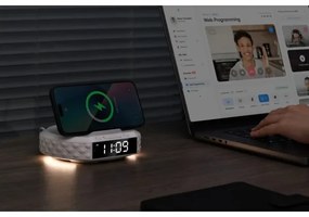 Immax 08983L - Budík s LCD a bezdrôtovou Qi nabíjačkou 27W/9V biely