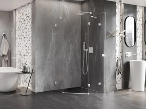 Mexen Lunar, výklopný päťuholníkový sprchový kút pravý 100 x 100 cm, 8mm číre sklo, biely profil, 831-100P-100L-20-00-P