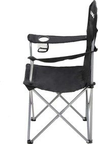 Skladacia kempingová stolička, 2-dielna súprava s držiakom na pohár, čierna