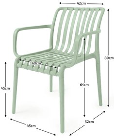 Plastová stolička TREGO s podrúčkami, zelená