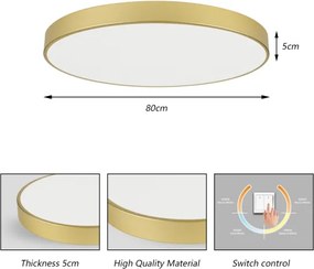 Brilagi -LED stropné svietidlo POOL LED/100W/230V 3000/4500/6000K priemer 80 cm zlaté