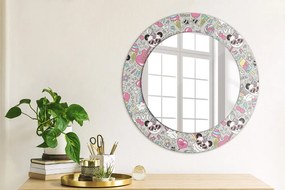 Panda Unicorn Okrúhle dekoračné zrkadlo na stenu
