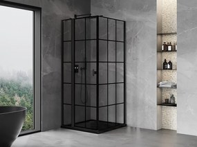 Mexen Mist T, sprchový kút s krídlovými dverami, ľavý, 85 x 85 cm, 8mm číre sklo, čierny profil, 8A4T-085-085-70-77-L
