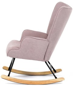 Autronic - Křeslo houpací, potah růžová látka, dřevěné nohy, masiv kaučukovník - AK-371 PINK2