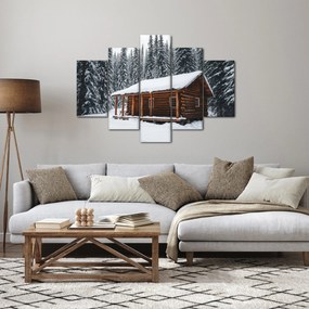 Obraz - Zasnežená chata (150x105 cm)