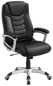 Kancelárske kreslo, v imitácii kože, 67-77x53x52cm, čierne