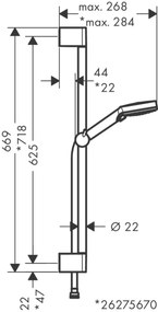 Hansgrohe Vernis Blend, sprchová súprava Vario so sprchovou tyčou Crometta 65 cm, chrómová, HAN-26275000