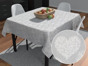 Biante Dekoračný štvorcový obrus PML-071 Srdce s ornamentami na sivom 140x140 cm