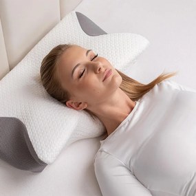 Ergonomický vankúš z pamäťovej peny bielo-šedá 60 x 35 cm