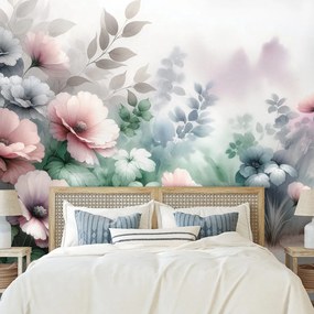 Tapeta akvarelové pastelové kvety