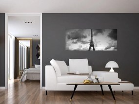 Obraz - Eiffelova veža a červené auto (120x50 cm)