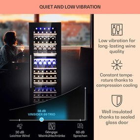 Klarstein Vinsider 89 Trio, vstavaná vinotéka, 5-18°C, dotykový ovládací panel, drevené police