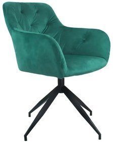 Otočná stolička, zelená Velvet látka/čierna, VELEZA NEW
