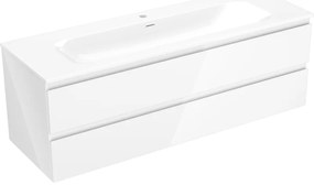 Mexen Orio, kúpeľňová skrinka 140 cm s umývadlom Vela, 2 zásuvky, biela lesklá, 91A10-14047-2-BFF00-W23M00