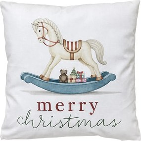 Dekoračný vankúš hojdací koník Merry Christmas - 45*45*4 cm