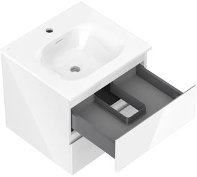 Mexen Orio, kúpeľňová skrinka 50 cm s umývadlom Vela, 2 zásuvky, biela lesklá, 91A10-05047-2-BFF00-W23M00