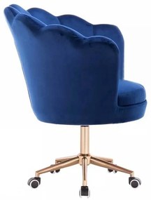 LuxuryForm DESIGN Kreslo FREY VELUR na zlatej podstave s kolieskami - modré