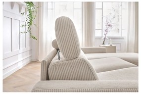 Krémová menčestrová rozkladacia rohová pohovka (variabilná) Monaco – Bobochic Paris