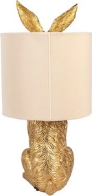 Zlatá stolná lampa králik s béžovým tienidlom Rabbi - Ø 20*43 cm