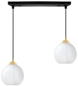 Závesné svietidlo Costa, 2x biele sklenené tienidlo, b/g